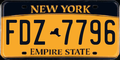NY license plate FDZ7796