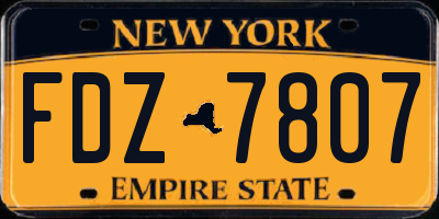 NY license plate FDZ7807