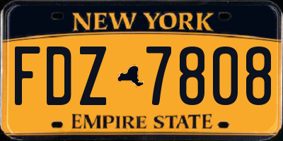 NY license plate FDZ7808