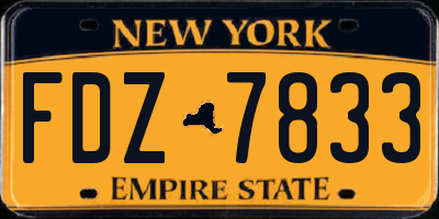 NY license plate FDZ7833