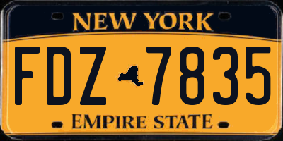 NY license plate FDZ7835