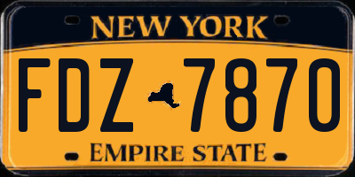 NY license plate FDZ7870