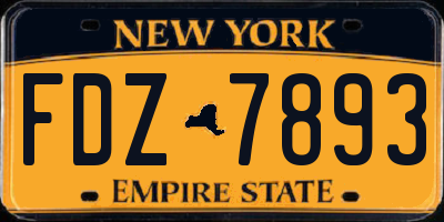 NY license plate FDZ7893
