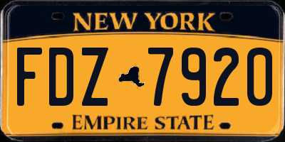 NY license plate FDZ7920