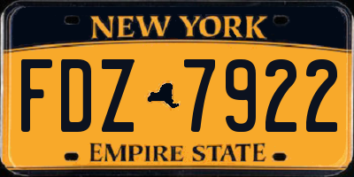 NY license plate FDZ7922