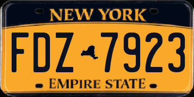NY license plate FDZ7923