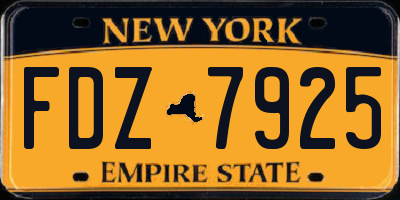 NY license plate FDZ7925