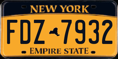 NY license plate FDZ7932