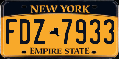 NY license plate FDZ7933
