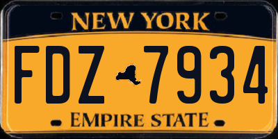 NY license plate FDZ7934
