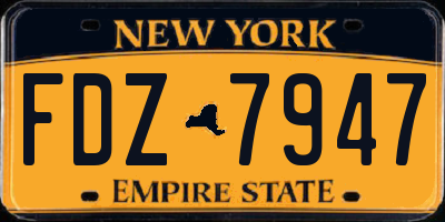 NY license plate FDZ7947