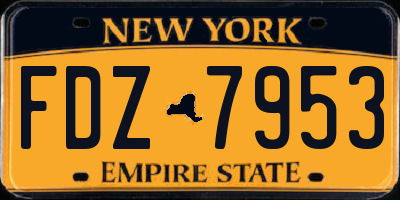 NY license plate FDZ7953