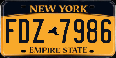 NY license plate FDZ7986