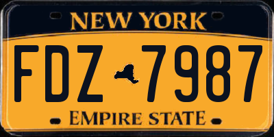NY license plate FDZ7987