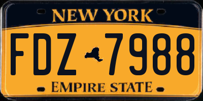 NY license plate FDZ7988
