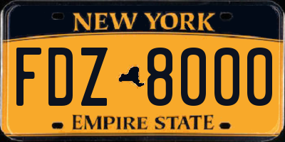 NY license plate FDZ8000