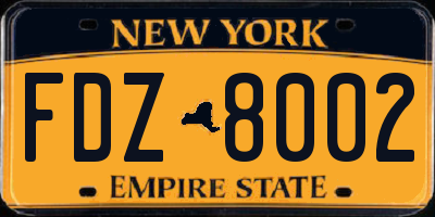 NY license plate FDZ8002
