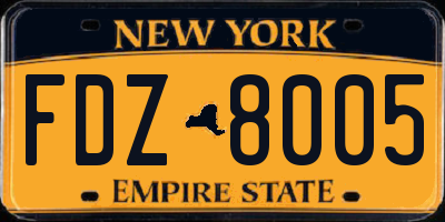 NY license plate FDZ8005