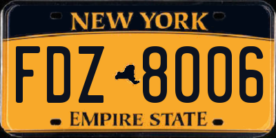 NY license plate FDZ8006