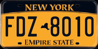 NY license plate FDZ8010