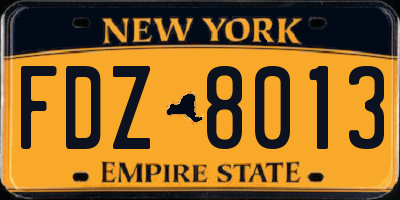 NY license plate FDZ8013