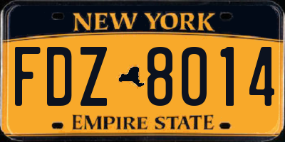 NY license plate FDZ8014