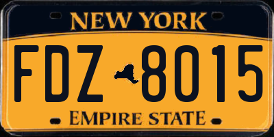 NY license plate FDZ8015