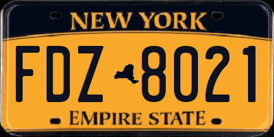 NY license plate FDZ8021