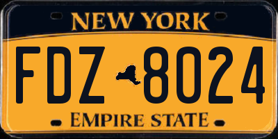 NY license plate FDZ8024