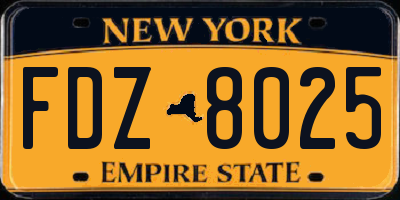 NY license plate FDZ8025
