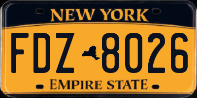 NY license plate FDZ8026