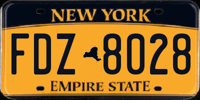 NY license plate FDZ8028