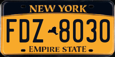 NY license plate FDZ8030