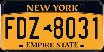 NY license plate FDZ8031
