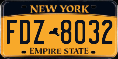 NY license plate FDZ8032