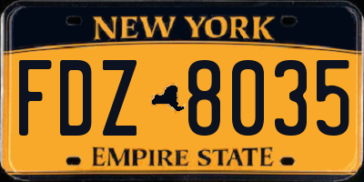 NY license plate FDZ8035