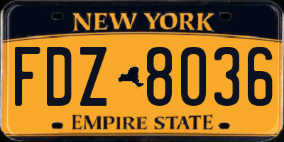 NY license plate FDZ8036