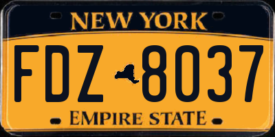 NY license plate FDZ8037
