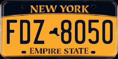 NY license plate FDZ8050