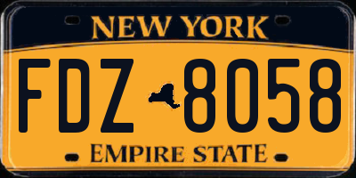 NY license plate FDZ8058