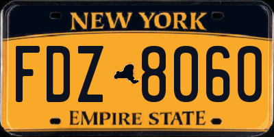 NY license plate FDZ8060