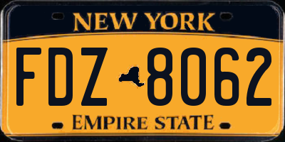 NY license plate FDZ8062