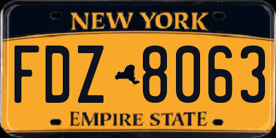 NY license plate FDZ8063