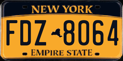 NY license plate FDZ8064