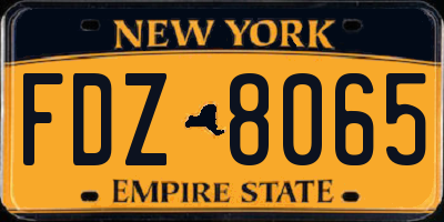NY license plate FDZ8065