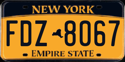 NY license plate FDZ8067