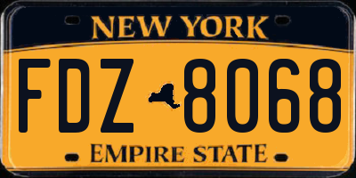 NY license plate FDZ8068