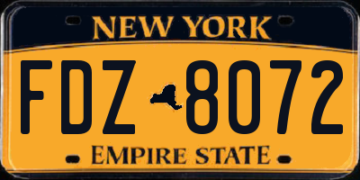 NY license plate FDZ8072