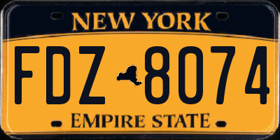 NY license plate FDZ8074