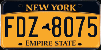 NY license plate FDZ8075